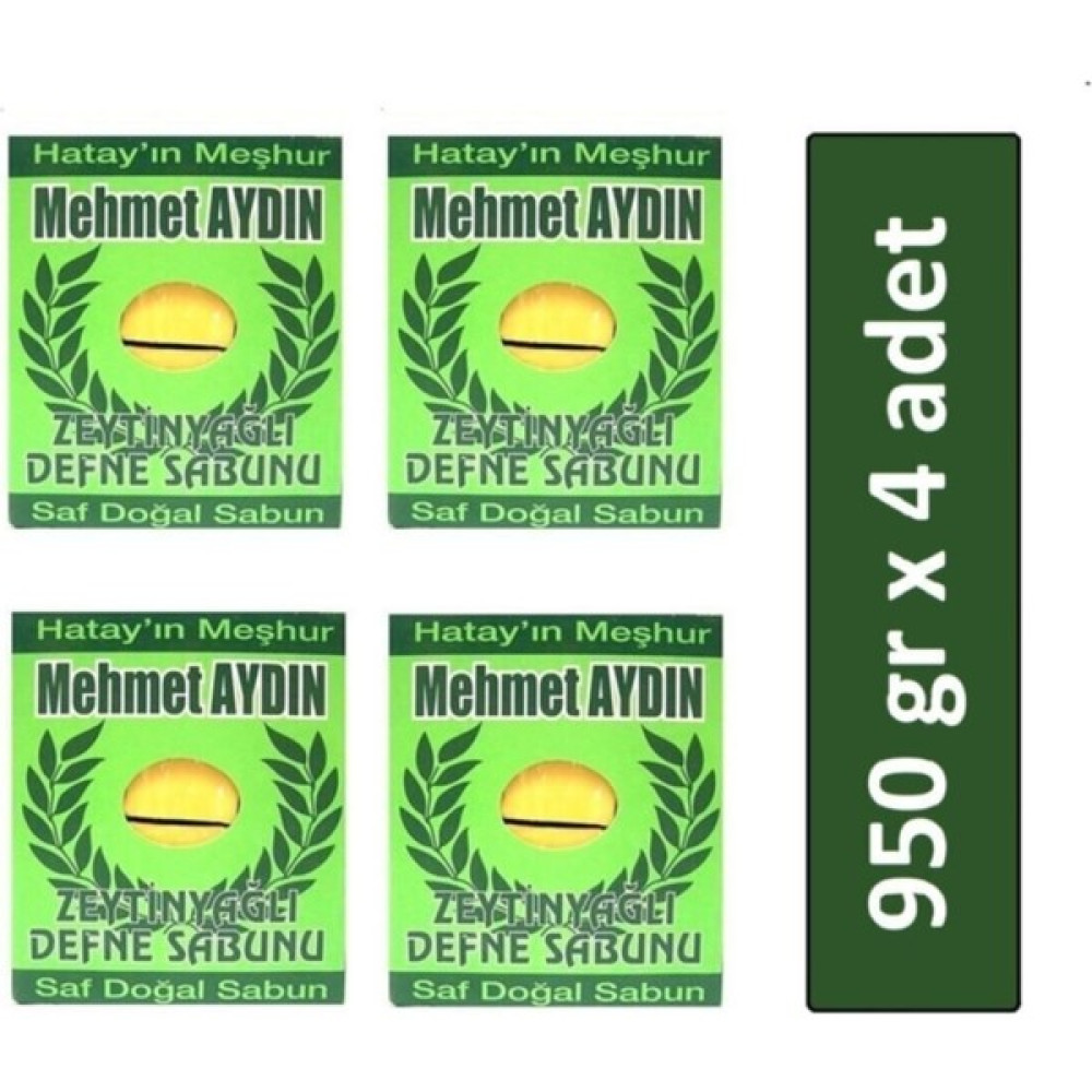 Mehmet Aydın Zeytinyağlı Defne Sabunu 950 gr x 4 Adet Sabunlar Fiyatı