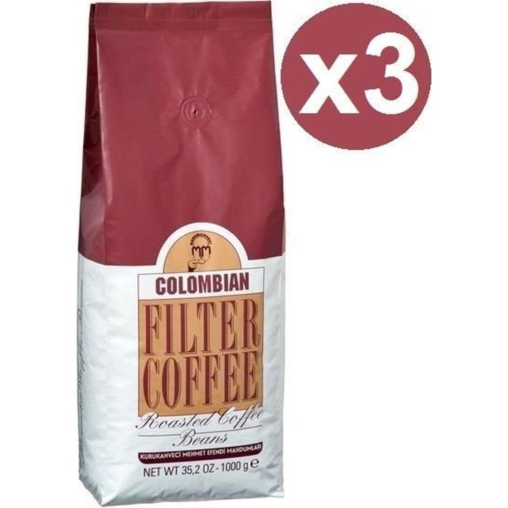 Mehmet Efendi Colombian Çekirdek Kahve 1000GR x 3 Adet - 1 Adet Kahve Fiyatı