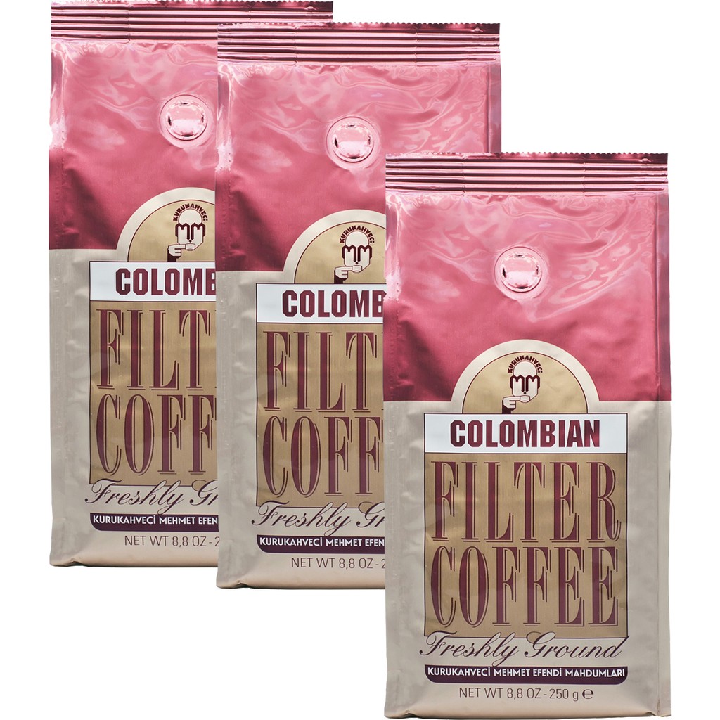 Mehmet Efendi Colombian Filter Coffee 250 gr Öğütülmüş x 3'lü - French Press Kahve Fiyatı
