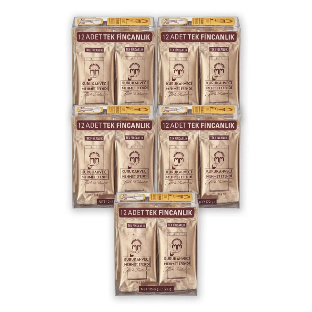 Mehmet Efendi Kuru kahveci Mehmet Efendi Türk Kahvesi Tek Fincanlık 12x6 Gr X5 Paket (5 Paket içerisinde 60 Adet) Geleneksel İçecekler Fiyatı