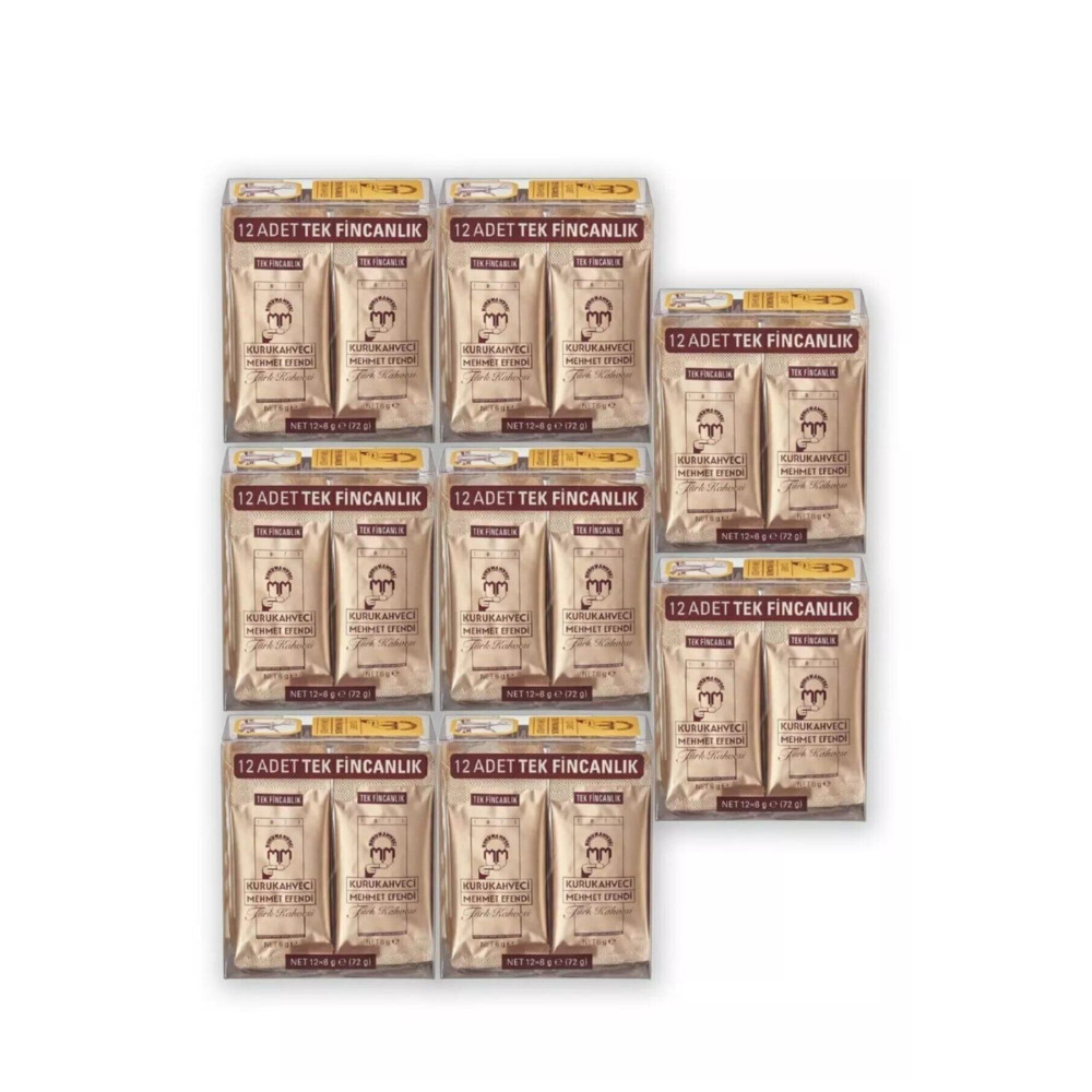 Mehmet Efendi Kuru Kahveci Türk Kahvesi Tek Fincanlık 12x6 Gramx 8 Paket(8 Paket Içersinde 96 Adet) Geleneksel İçecekler Fiyatı