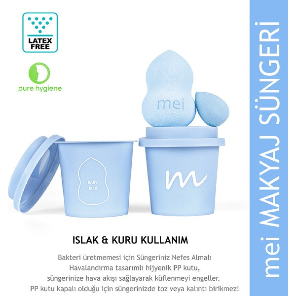 Mei Coffee Cup Hijyenik Makyaj Süngeri Baby Blue 1 Pro + 1 Mini - baby blue Makyaj Fırça ve Aksesuarları Fiyatı