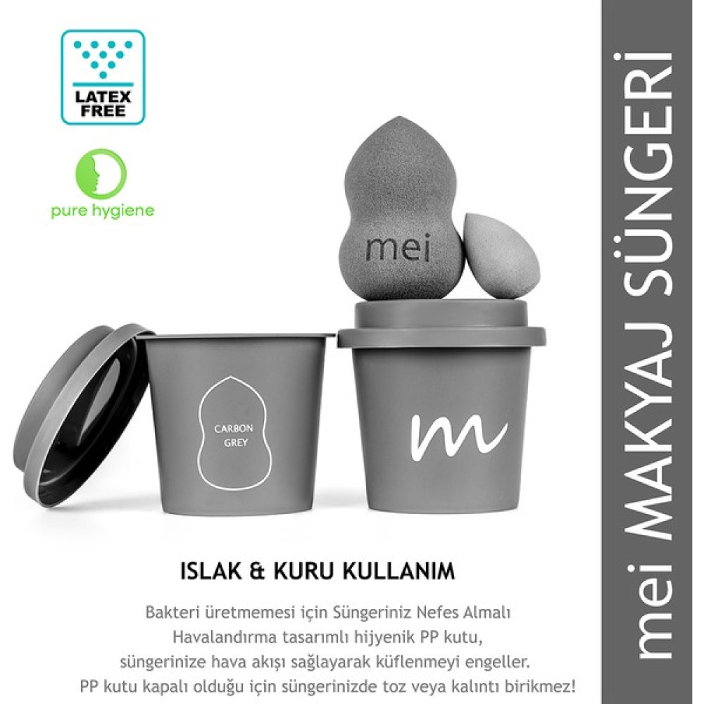 Mei Coffee Cup Hijyenik Makyaj Süngeri Carbon Grey 1 Pro + 1 Mini - Carbon Grey Makyaj Fırça ve Aksesuarları Fiyatı