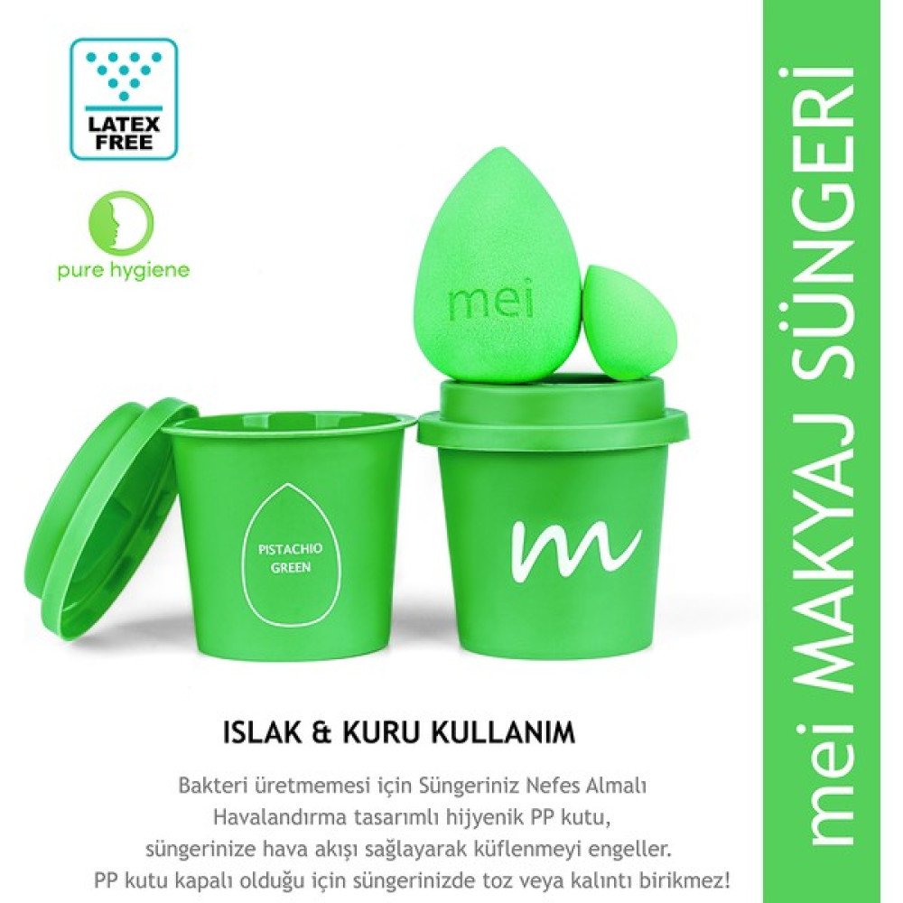 Mei Coffee Cup Hijyenik Makyaj Süngeri Pistachio Green 1 Pro + 1 Mini Makyaj Fırça ve Aksesuarları Fiyatı