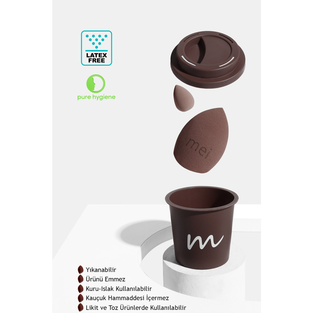 mei Makyaj Süngeri Fondöten Emmeyen Sponge Coffee Cup Hijyenik Walnut 1 Pro 1 Mini Makyaj Fırça ve Aksesuarları Fiyatı
