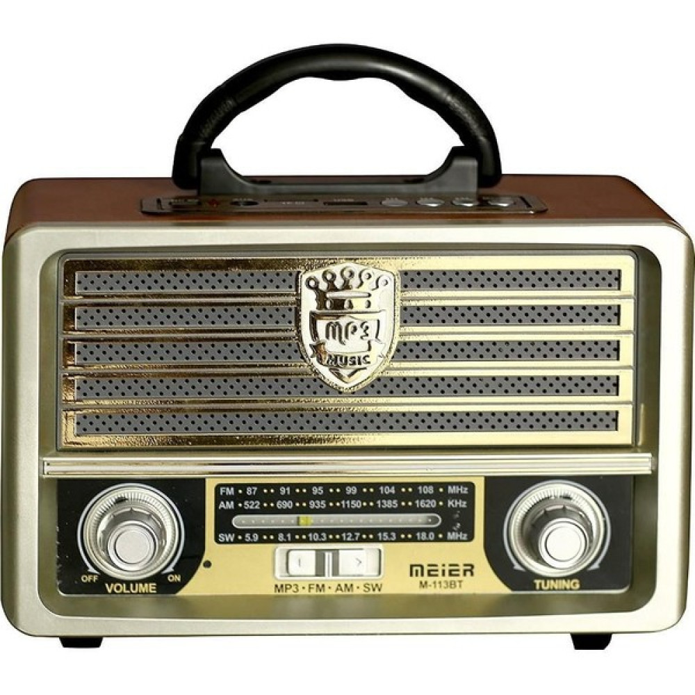 Meier M-113BT Nostaljik Şarjlı Radyo Bluetooth Mp3 Sd - Açık Kahverengi Alarmlı Saatler & Radyolar Fiyatı