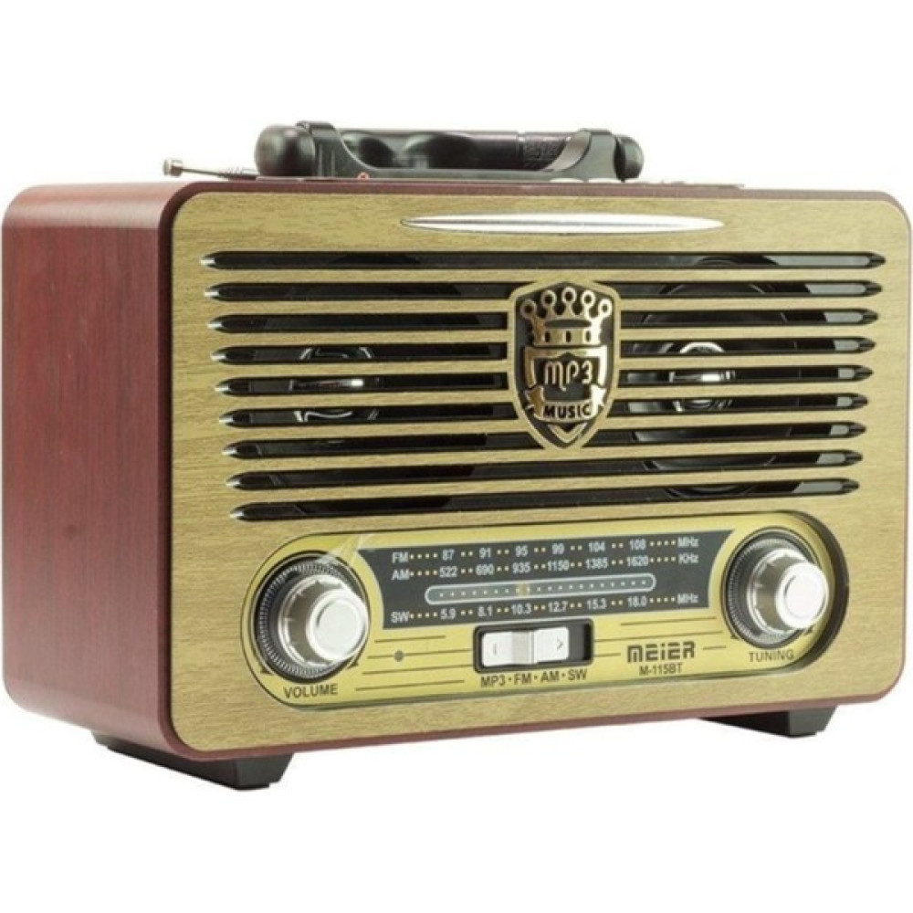 Meier M-115BT BT/FM Nostaljik Radyo - Koyu Kahverengi Bluetooth Hoparlör Fiyatı