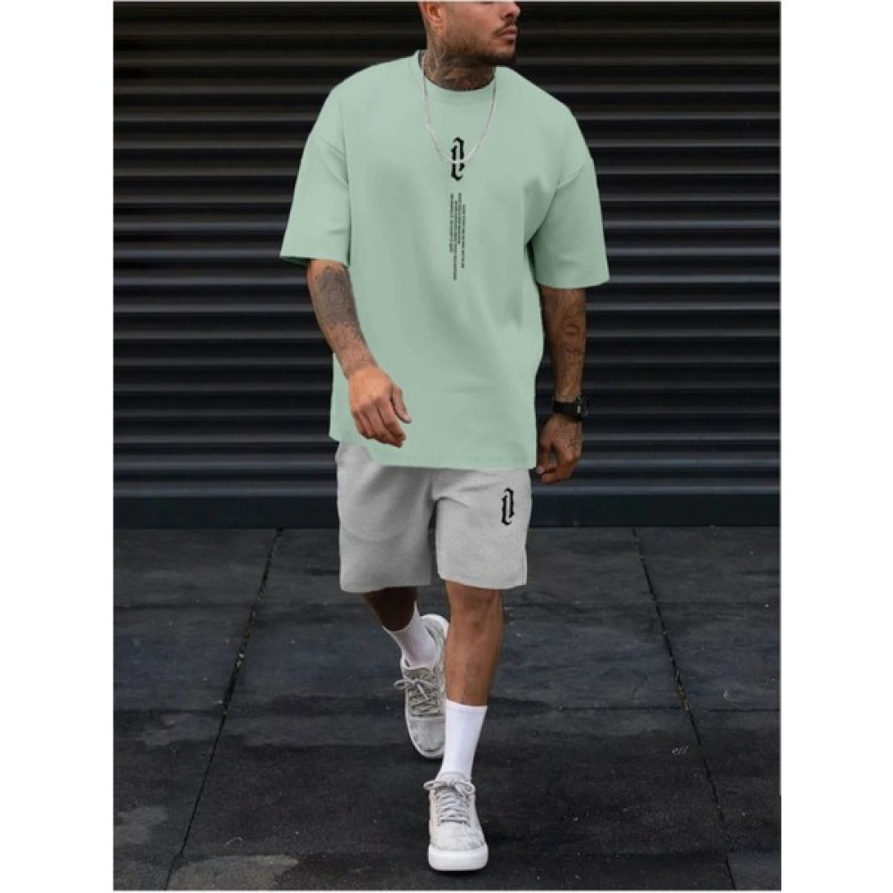Meilifeng Erkek Dikey Baskılı Oversize T-Shirt Şort Erkek T-shirt Fiyatı