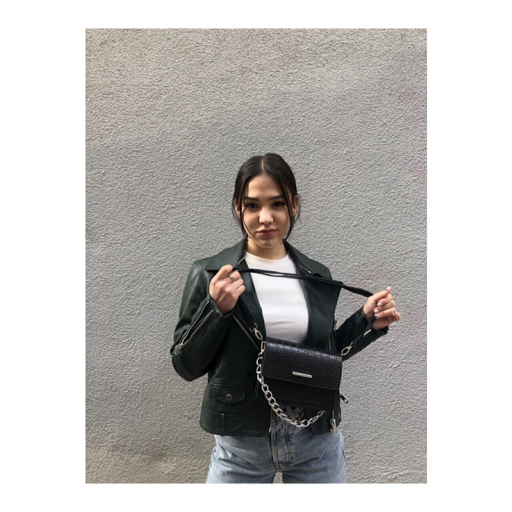 MEİZEN Kadın Siyah Timsah Desenli Clutch Baget Zincir Askılı Çanta 1 Beden Unisex Çanta & Cüzdan ve Seyahat Çantaları Fiyatı