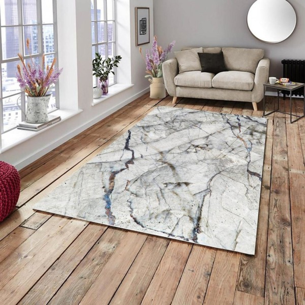 Meka Home Halı Örtüsü Beyaz Mermer - Renkli - 160 x 230 cm Salon & Oturma Odası Tekstili Fiyatı
