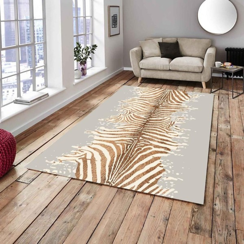 Meka Home Leopar Model Lastikli Halı Örtüsü - 155 x 235 cm - Sarı - Krem Salon & Oturma Odası Tekstili Fiyatı