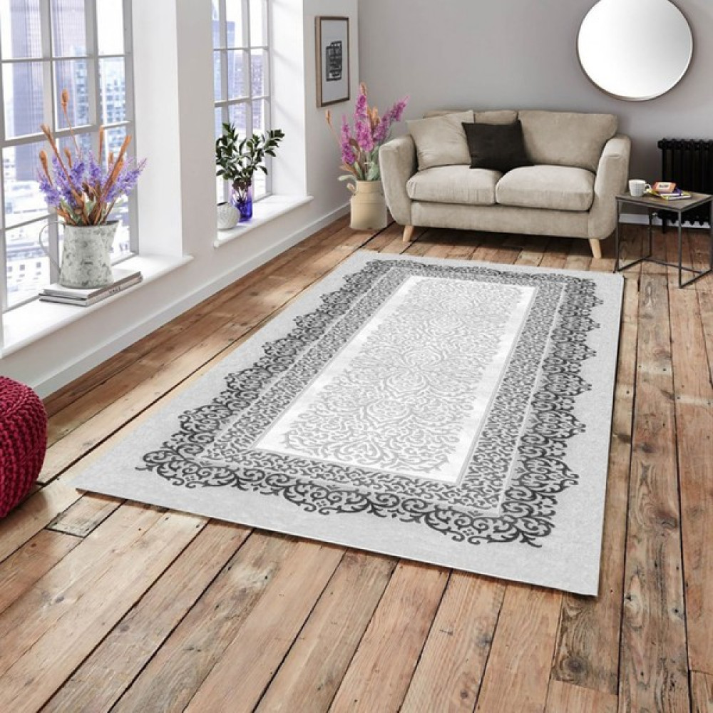 Meka Home Meka Gri Model Lastikli Kadife Halı Örtüsü - 160 x 230 cm - Antrasit Salon & Oturma Odası Tekstili Fiyatı