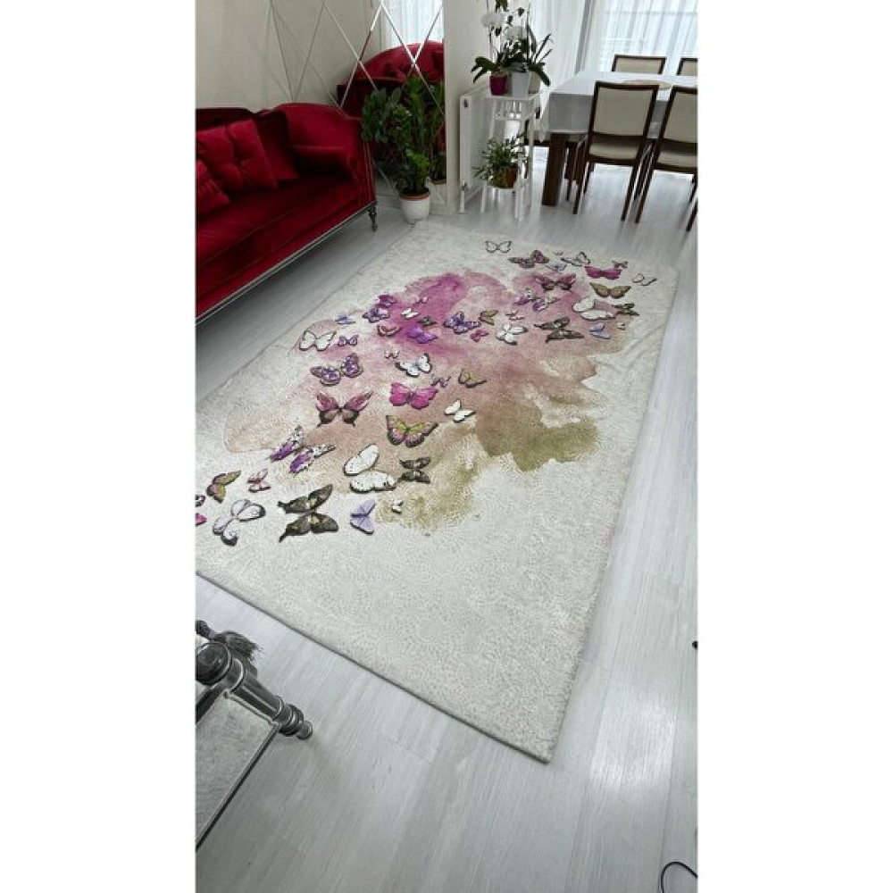 Meka Kelebek Model Lastikli Kadife Halı Örtüsü - 155 x 235 cm - Renkli Salon & Oturma Odası Tekstili Fiyatı