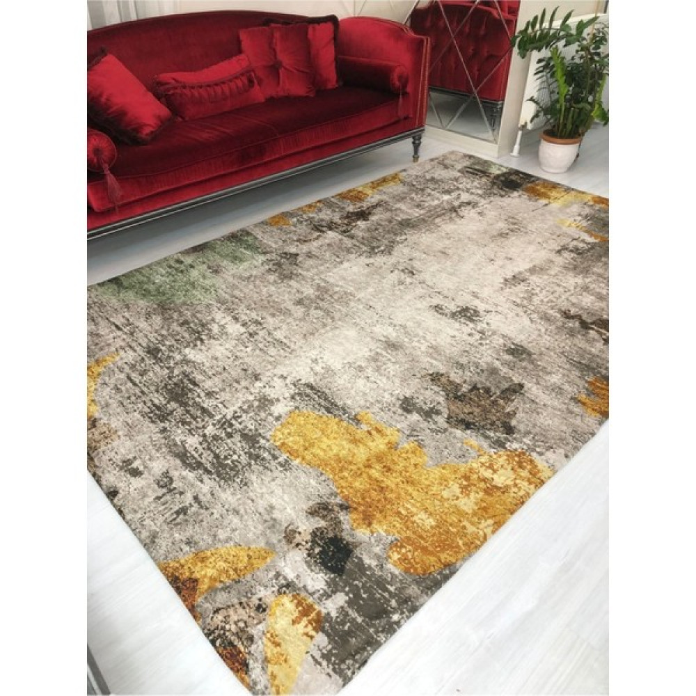Meka Sarı Jet Model Ipek Kadife Lastikli Halı Örtüsü - 150 x 230 cm - Renkli Salon & Oturma Odası Tekstili Fiyatı