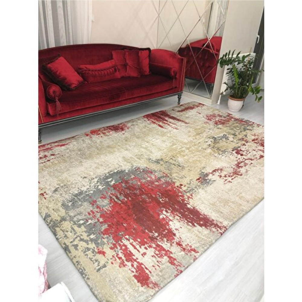 Meka Yeni Model Kırmızı Jet Model Lastikli Halı Örtüsü - 155 x 235 cm - Renkli Salon & Oturma Odası Tekstili Fiyatı