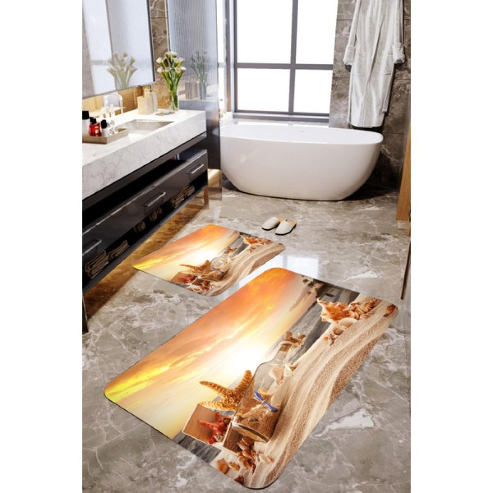 Mekta Home 2'li MKTBP-070 Kumsal 60 x 100 cm - 50 x 60 cm Banyo Paspas Takımı - 50 x 60 cm - 60 x 100 cm - Çok Renkli Klozet Takımı Fiyatı
