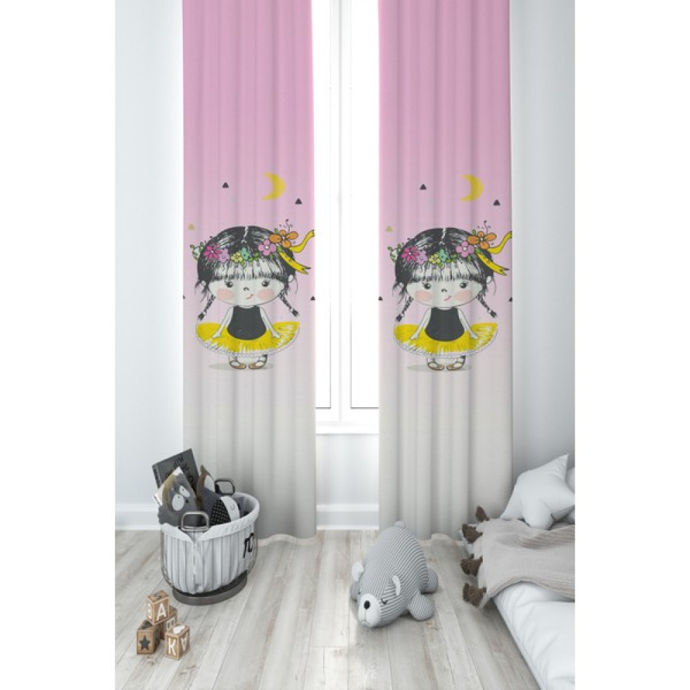 Mekta Home Bebek ve Çocuk Odası Balerin Çocuk Desenli 2 Kanat Fon Perde - 70 x 240 cm - Renkli Fon Perde Fiyatı