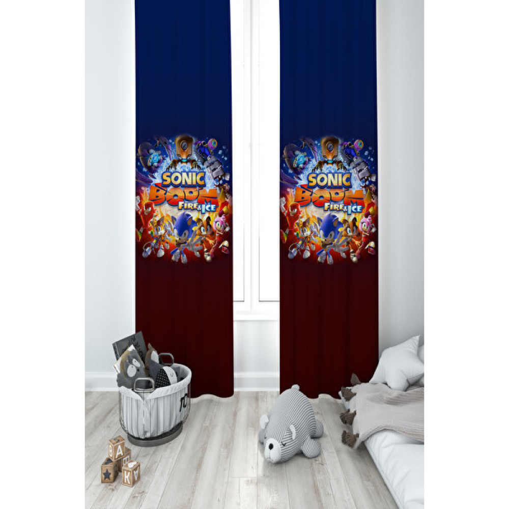Mekta Home Bebek ve Çocuk Odası Sonic Boom Desenli 2 Kanat Fon Perde - 70 x 240 cm - Renkli Fon Perde Fiyatı