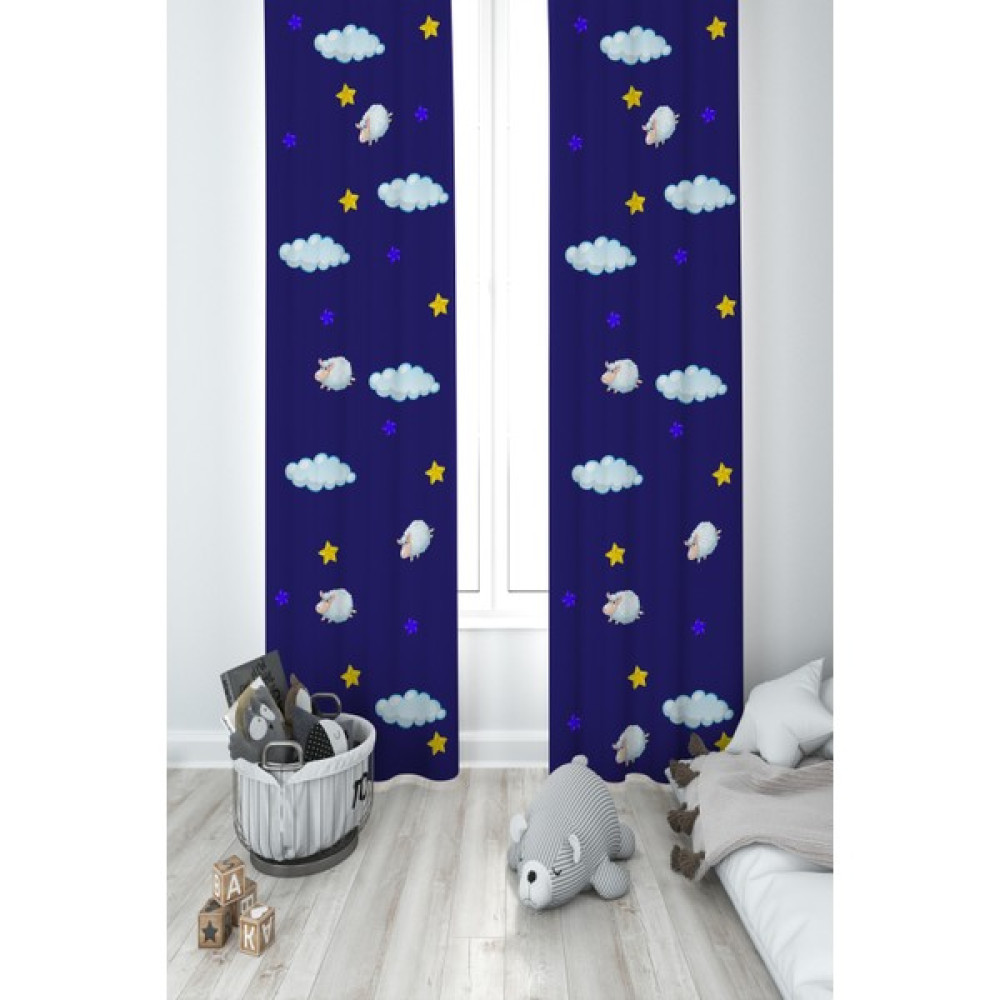 Mekta Home Bebek ve Çocuk Odası Uyuyan Çocuk Desenli 2 Kanat Fon Perde - 70 x 240 cm - Renkli Fon Perde Fiyatı