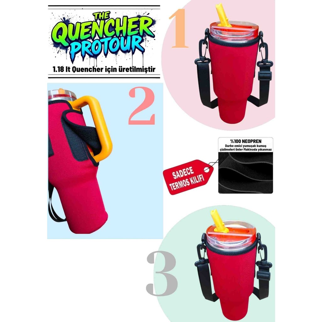 Mela 1.18 Lt The Quencher Protour Flipstraw Neopren Termos Kılıfı ve Omuz Askısı Diğer Fiyatı