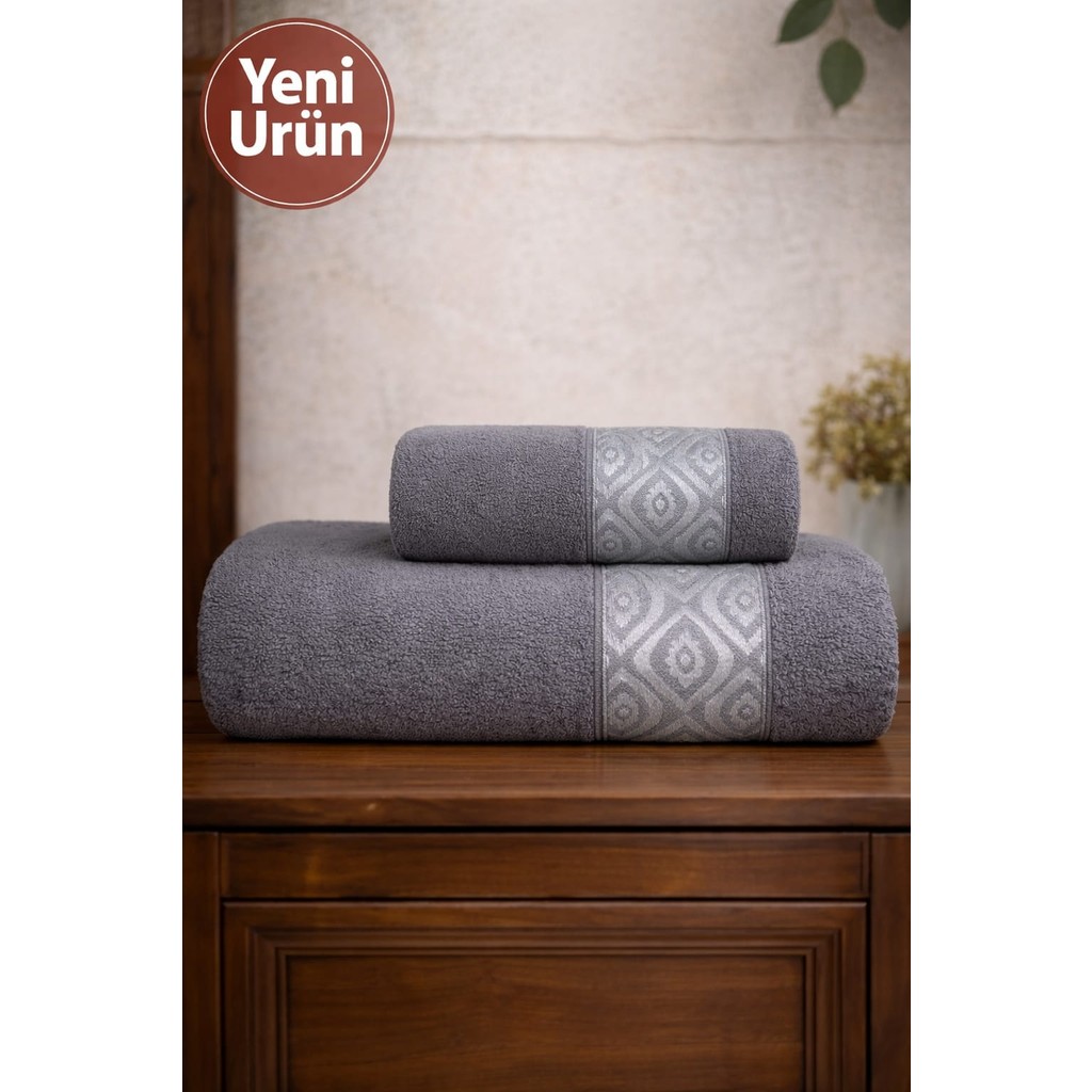Mela Home Göz 2'li Banyo Havlu Seti Hamam Takımı- El ve Yüz Havlusu- Çeyiz - Hediyelik 100% Pamuk - 90 x 145 cm - Gri - Antrasit El / Yüz Havlusu Fiyatı
