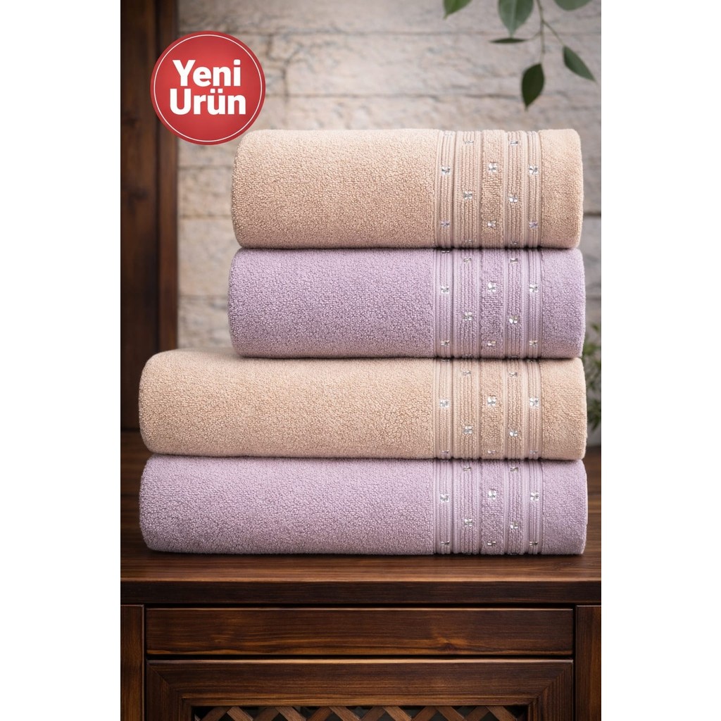 Mela Home Inci 4'lü Banyo Havlu Seti Hamam Takımı- El ve Yüz Havlusu- Çeyiz - Hediyelik 100% Pamuk - 90 x 145 cm - Çok Renkli El / Yüz Havlusu Fiyatı