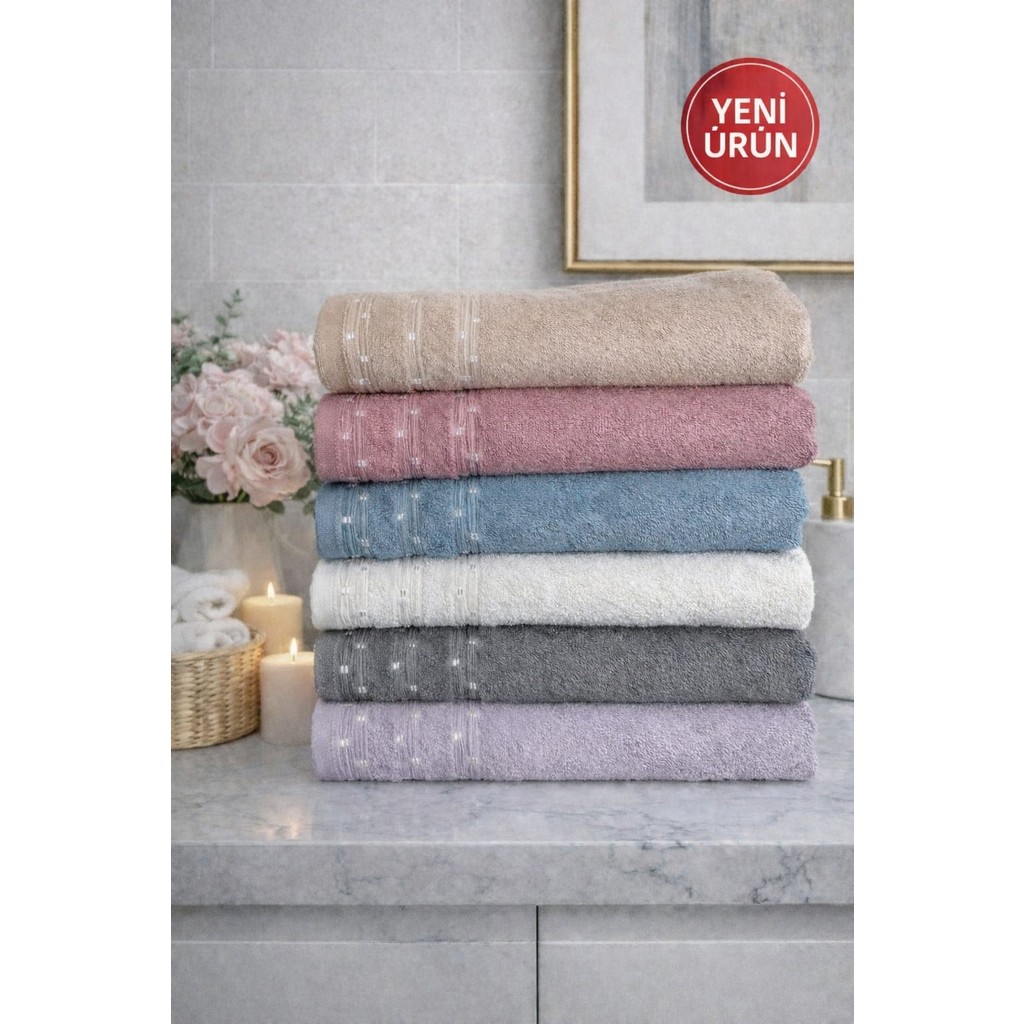 Mela Home Inci 50*90 cm 6'lı El ve Yüz Havlu Seti- Çeyizlik- Hediyelik - Mutfak %100 Pamuklu - 50 x 100 cm - Çok Renkli El / Yüz Havlusu Fiyatı