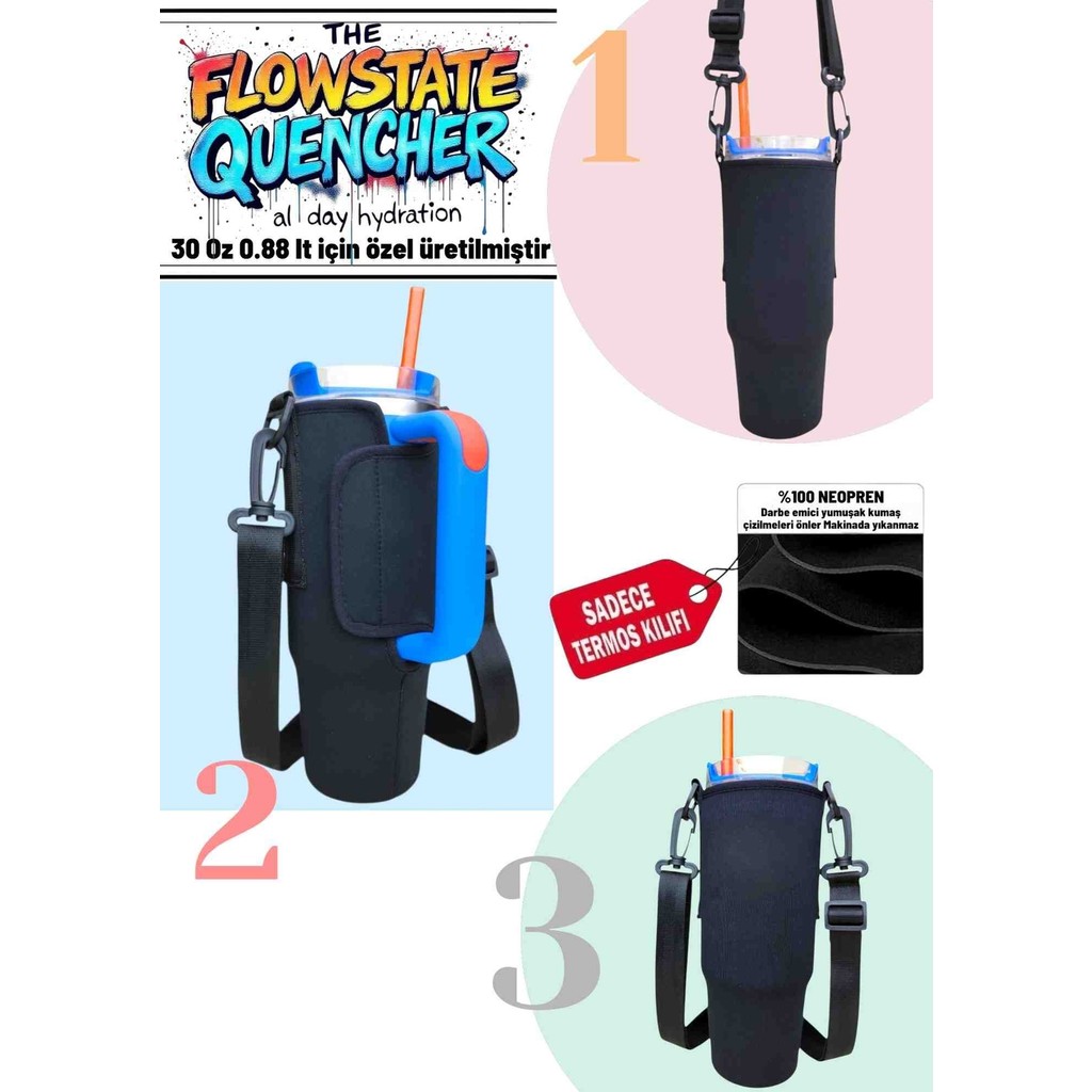 Mela Quencher 30 Oz 887ML Uyumlu Termos Kılıfı ve Omuz Askısı Diğer Fiyatı