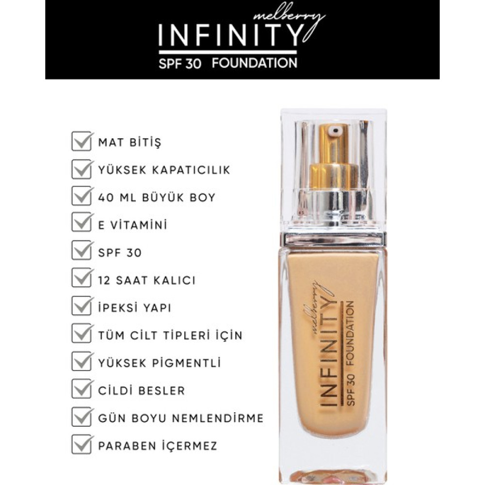Melberry Cosmetics Melberry Infinity Fondöten Büyük Boy 40 ml Foundation - light. Fondötenler Fiyatı