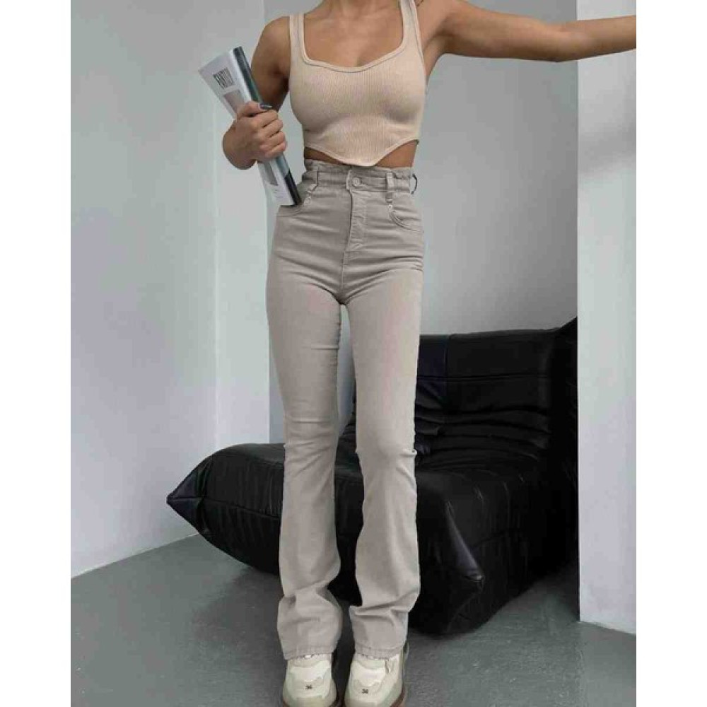 Meledya Bel Fırfır Detay Jean Pantalon Bayan Jeans / Kot Pantolon Fiyatı
