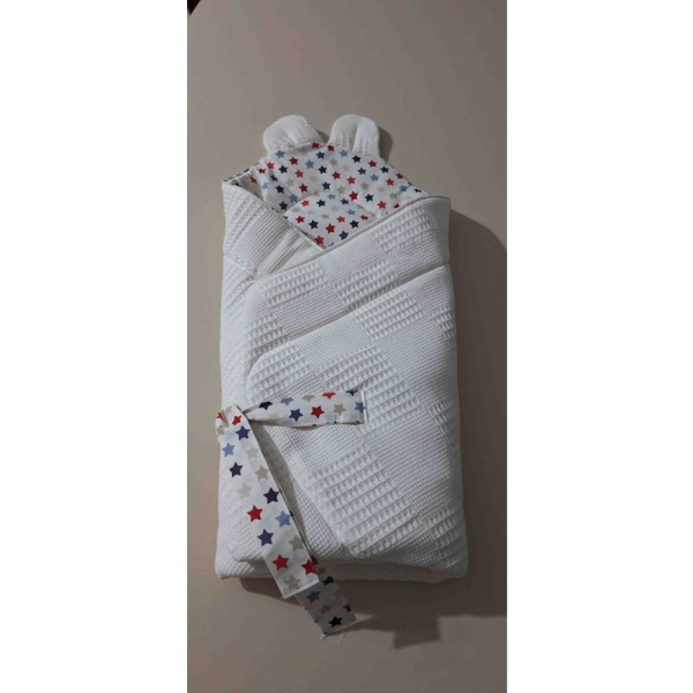 Melek Ayıcık Kulaklı Bebek Pikeli Kundak Battaniye / Yenidoğan Hastane Çıkışı Bebek Kundağı Bebek Kundağı Fiyatı
