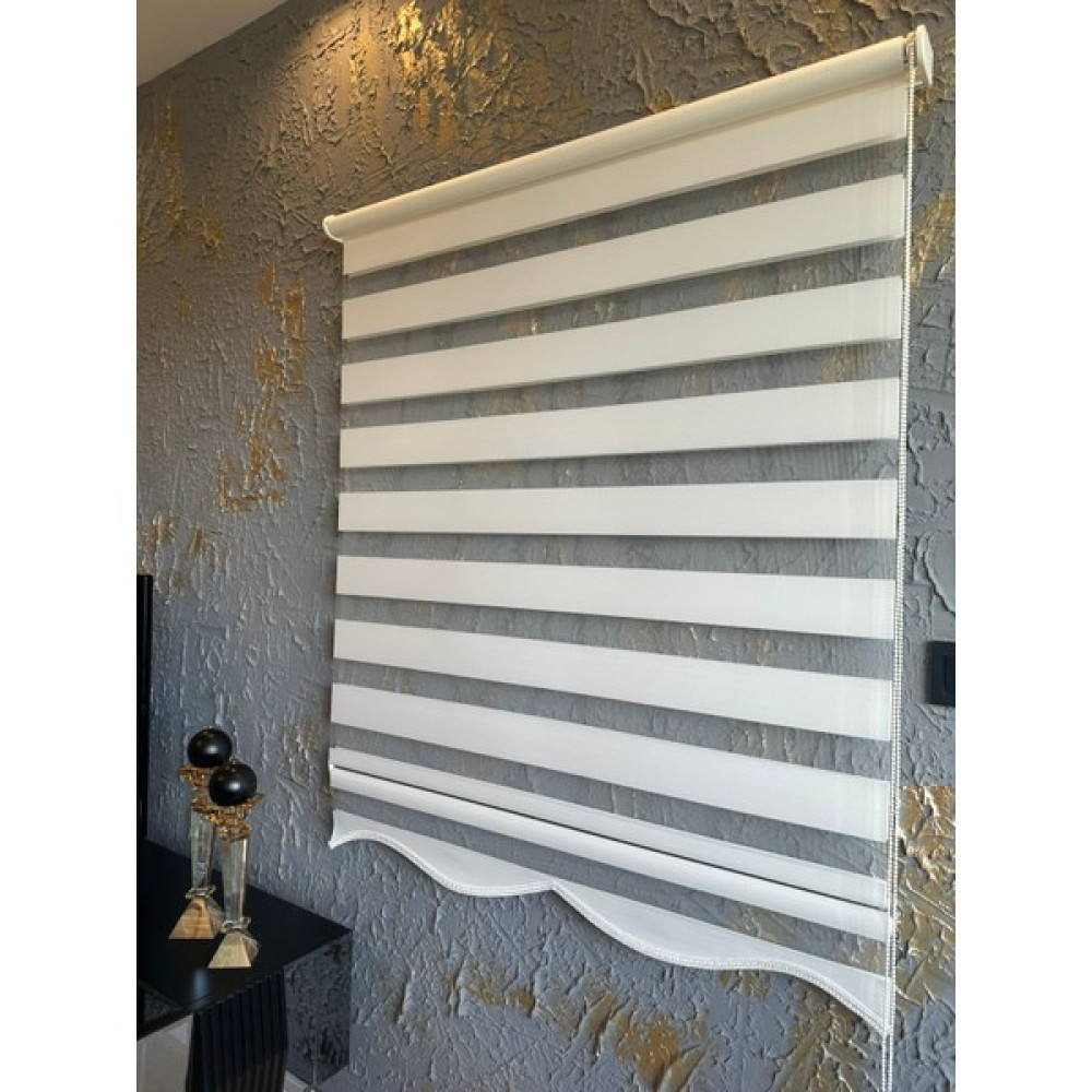 Melek Beyaz Zebra Stor Perde Eteği Dilimli (Güneşlik-Ofis Perdesi -Salon- Mutfak- Oda Perdesi ) - 100 x 200 cm Perde Fiyatı