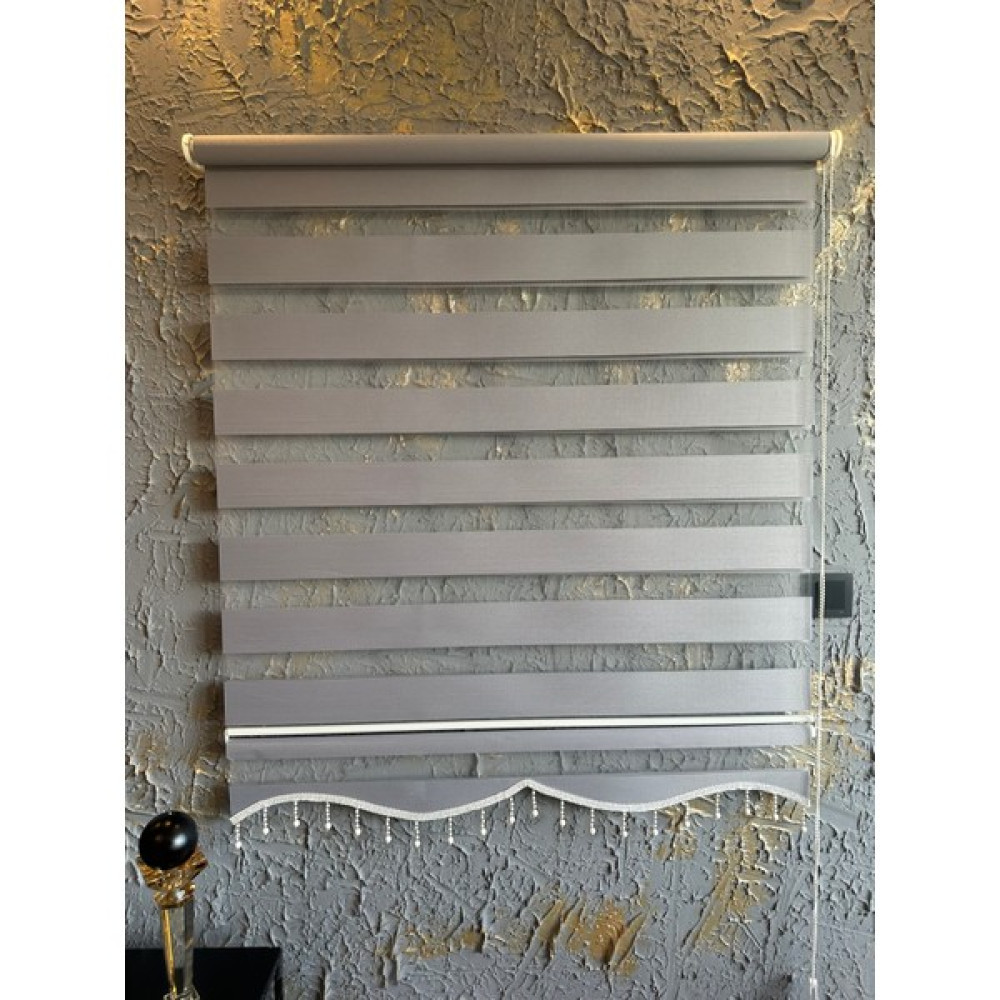 Melek Gri Zebra Stor Perde Eteği Dilimli Boncuklu (Güneşlik-Ofis Perdesi -Salon- Mutfak- Oda Perdesi ) - 100 x 200 cm Perde Fiyatı
