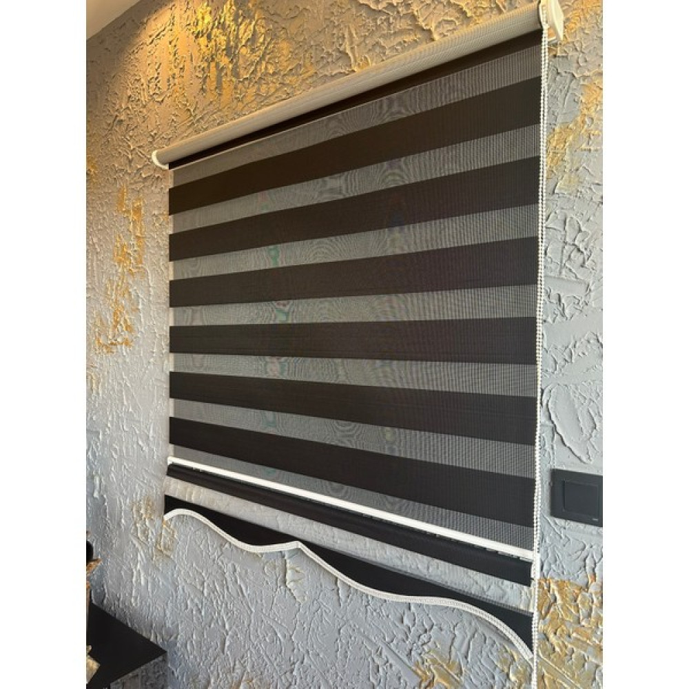 Melek Siyah Zebra Stor Perde Eteği Dilimli (Güneşlik-Ofis Perdesi -Salon- Mutfak- Oda Perdesi ) - 70 x 200 cm Perde Fiyatı