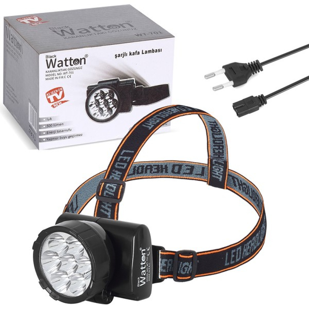 melekstore 7 Ledli Şarjlı Baret Kafa Lambası Watton WT-701 Trafik Malzemeleri Fiyatı