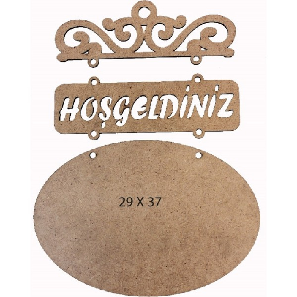 melekstore L228 Oval Hoşgeldiniz Pano Boyasız Ham Ahşap Mdf Pano Pano Fiyatı
