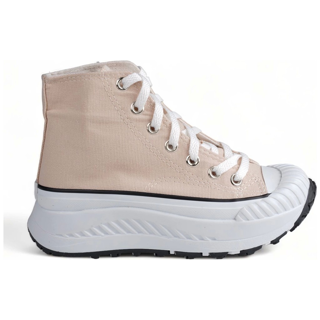 Melen Shoes Melen Shoes Elixia Kalın Tabanlı Bej Boğazlı Uzun Keten Spor Ayakkabı Ayakkabılar ve Çantalar Fiyatı