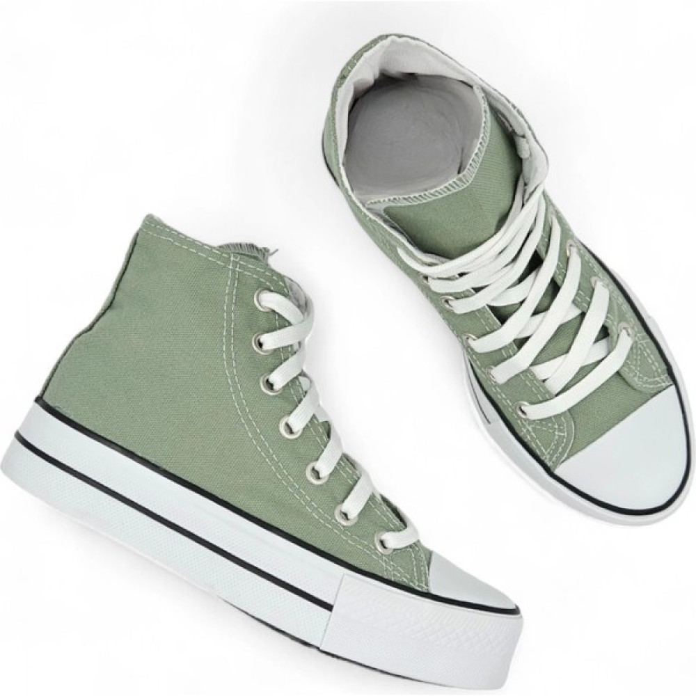 Melen Shoes Melen Shoes Skystride Yeşil Kalın Tabanlı Boğazlı Keten Kadın Spor Ayakkabı Spor Ayakkabı Fiyatı