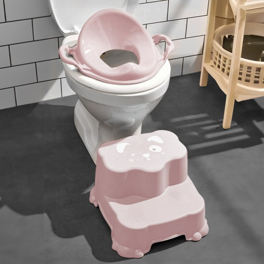 Meleni Baby Çocuklar Için Tuvalet Eğitim Seti- Kaydırmaz Katlı Basamak ve Kulplu Klozet Adaptörü Pembe Bebek Lazımlık Fiyatı