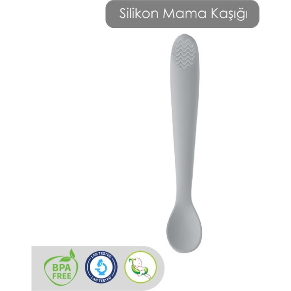 Meleni Baby Diş Kaşıyıcı Bebek Mama Kaşığı - Silikon Mama Kaşığı - Antrasit Mama Seti Fiyatı