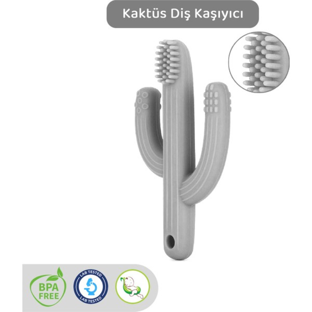 Meleni Baby Kaktüs Bebek Diş Kaşıyıcı - Bebek Diş Kaşıma Dişlik Gri Bebek Oyuncakları Fiyatı