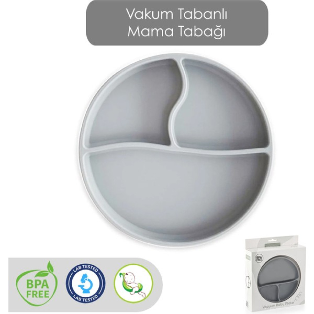 Meleni Baby Vakum Tabanlı Silikon Tabak - Bebek Silikon Mama Tabağı - Antrasit Mama Seti Fiyatı