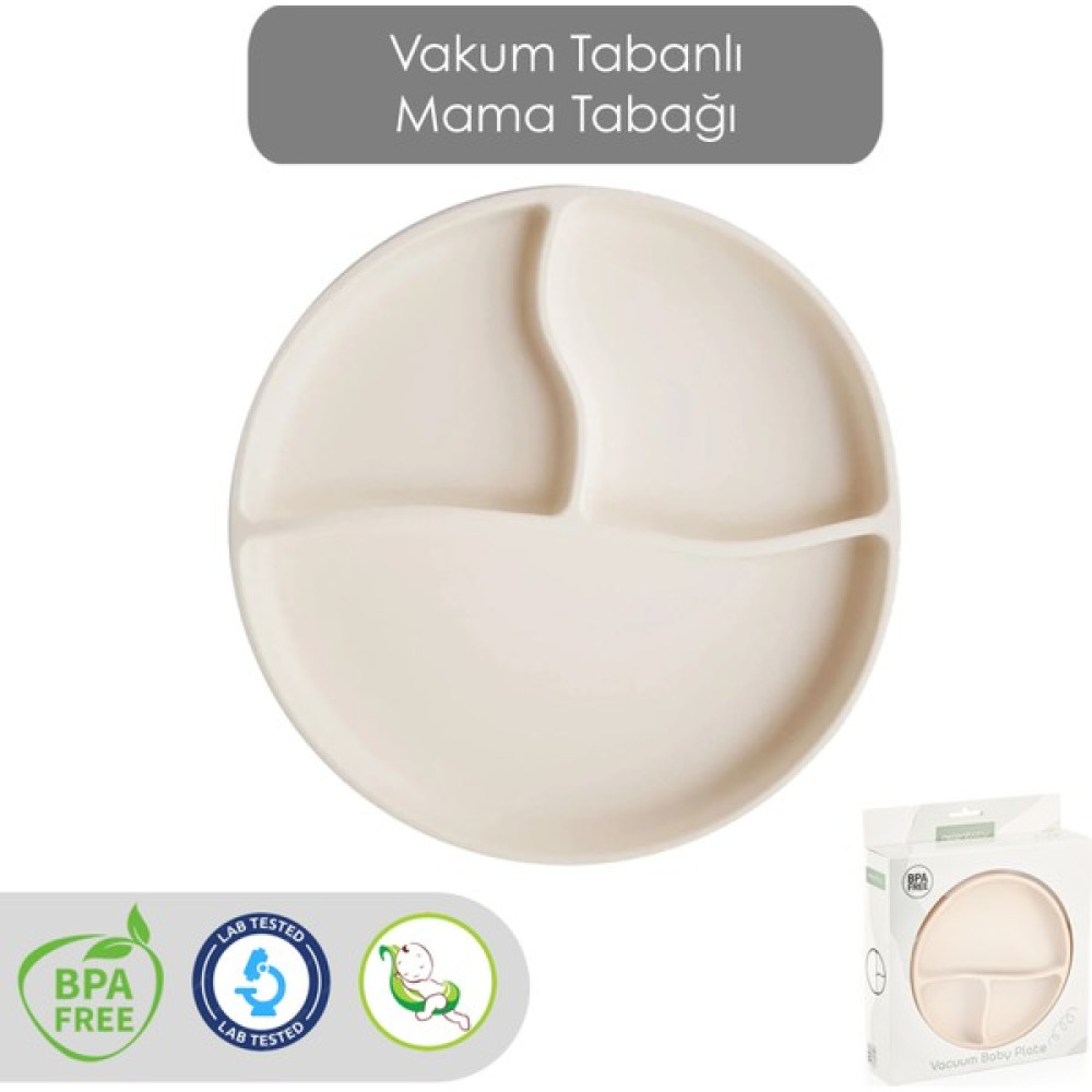 Meleni Baby Vakum Tabanlı Silikon Tabak - Bebek Silikon Mama Tabağı - Krem Mama Seti Fiyatı