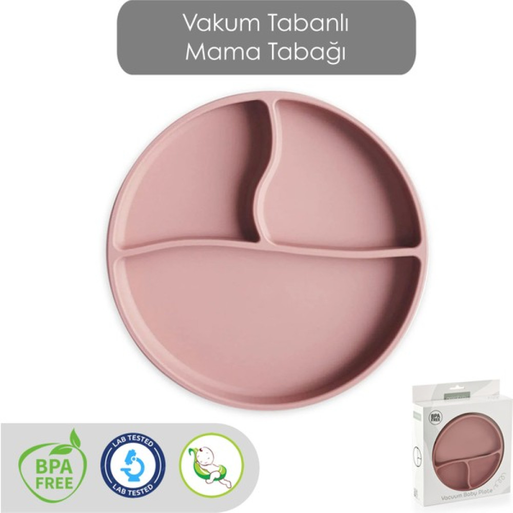 Meleni Baby Vakum Tabanlı Silikon Tabak - Bebek Silikon Mama Tabağı - Pembe Mama Seti Fiyatı
