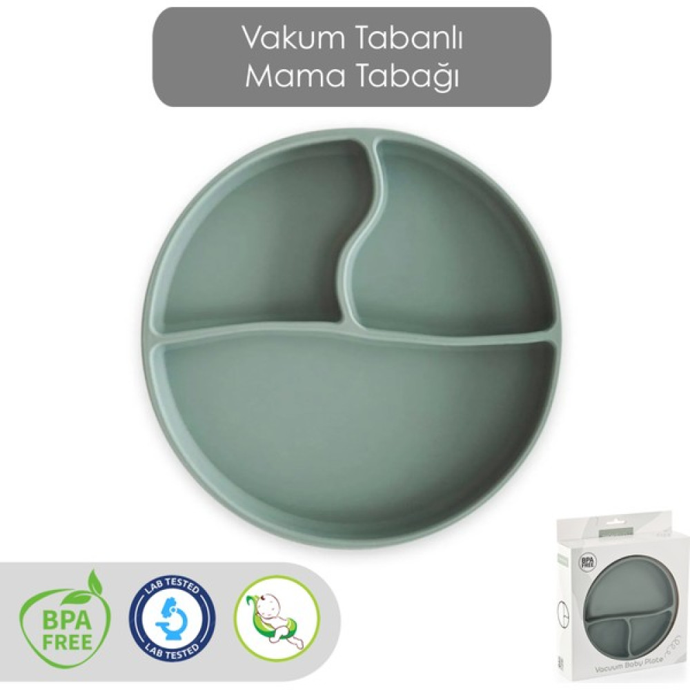 Meleni Baby Vakum Tabanlı Silikon Tabak - Bebek Silikon Mama Tabağı - Yeşil Mama Seti Fiyatı