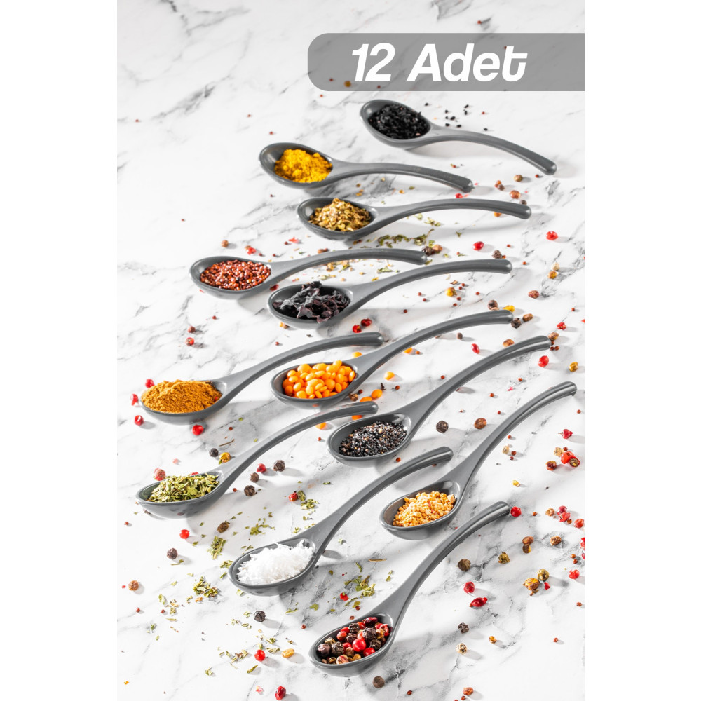 Meleni Home 12 Adet Baharat Kaşığı - Şeker Reçel Baharatlık Kaşığı Antrasit Çatal / Kaşık / Bıçak Takımları Fiyatı