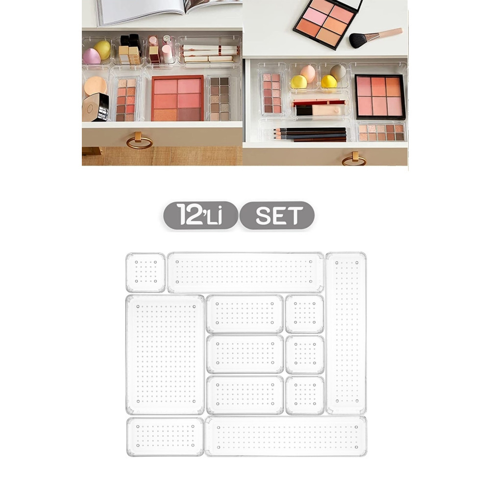 Meleni Home 12 Parça Punto Organizer - Banyo Makyaj Takı Düzenleyici - Çekmece Içi Düzenleyici Organizer Dolap İçi Düzenleyici Fiyatı