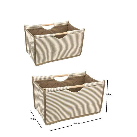 Meleni Home 30 x 17 x 15 cm Kahverengi 2 Adet Tahta Saplı Mini Düzenleyici Kutu
