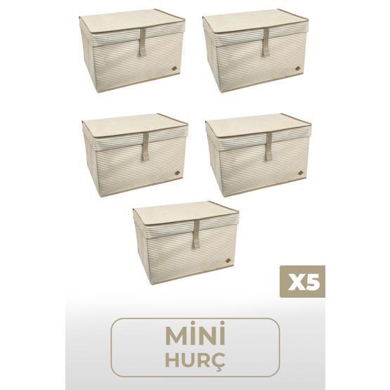 Meleni Home 40 X 30 X 26 Cm Kahverengi 5 Adet Kapaklı Çok Amaçlı Hurç Saklama Kutusu