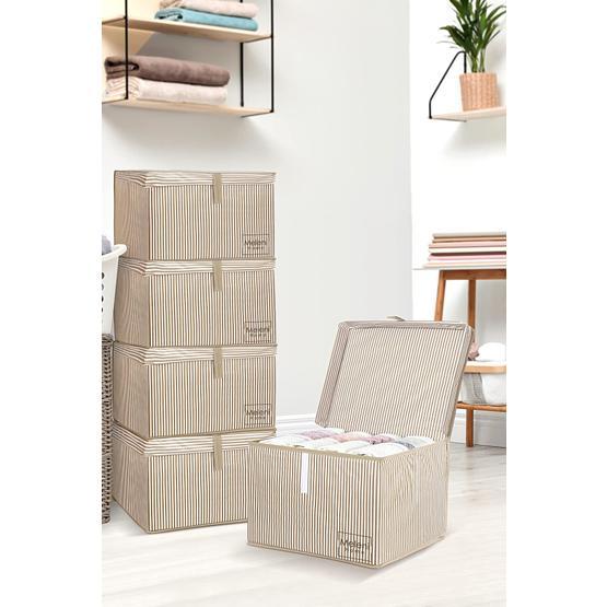 Meleni Home 40 X 30 X 26 Cm Kahverengi 5 Adet Kapaklı Çok Amaçlı Hurç Saklama Kutusu